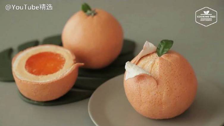 无需烤箱就能制作的高颜值橘子芝士蛋糕????️,赶紧学会周末试一下吧～(via.YouTube精